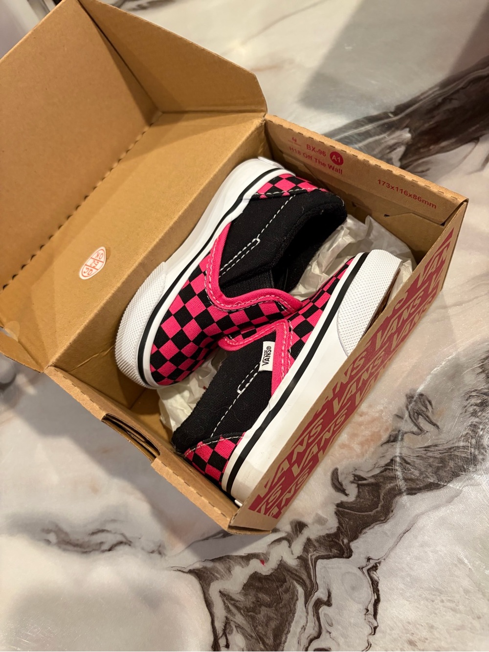 Vans Kids Checkerboard Slip-On Sneakers - Pink & Black